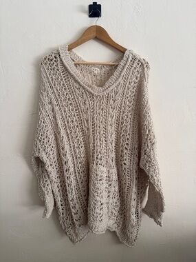 POL Open Knit Crochet Pullover
